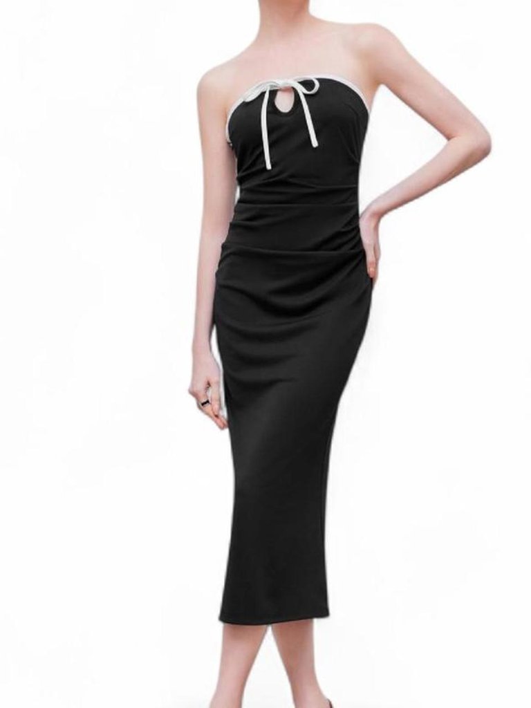Cider Black Maxi Dress With White Bow Detail Bnwt Size Small By Vintage Y2k — image 2 of 7